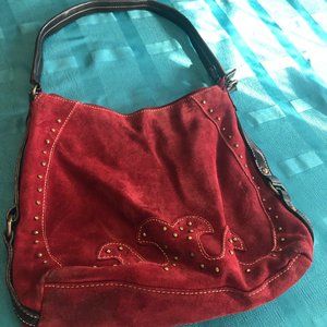 Apt 9 Burgundy Leather Studded Shoulder Bag